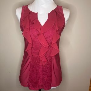 White House Black Market sleeveless ruffled top wine/maroon size XS